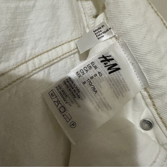 LEE x H&M Women’s Classic White Denim Cotton High Waisted Tapered Mom Jeans US 8 - Picture 6 of 6